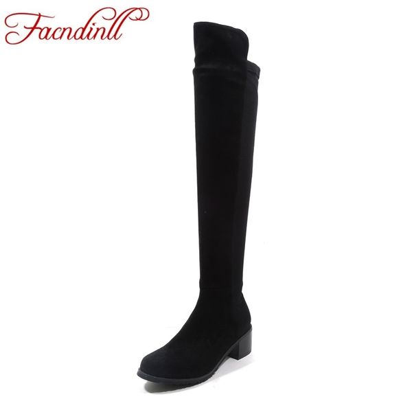 

facndinll fashion autumn winter snow warm women long boots high qulaity girls over the knee boots thigh high size 34-43, Black