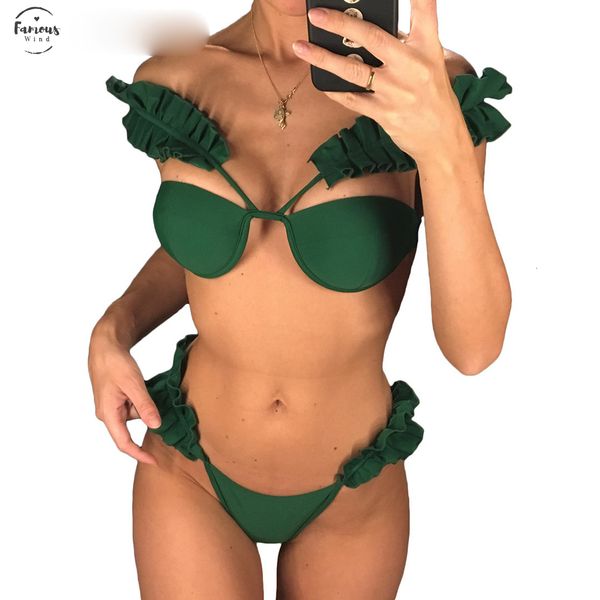 

new green bikini push up swimsuit female swimwear women 2019 two-pieces bikini with bra cup bather bathing suit swim v1055, White;black