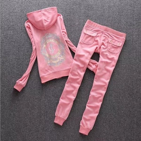 

women's velvet fabric tracksuits velour suit women juicy track suit hoodies and pants two pieces clothing set, White