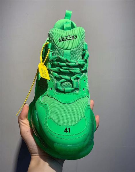 

with box 2019 mens and womens casual shoes triple s clear sole white black green designer trainers 36-45