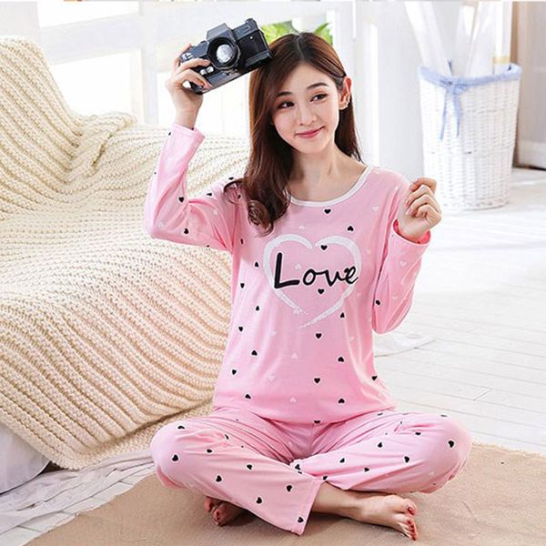 

2018 women pajamas sets fashion o-neck long sleeve pyjamas microfiber homewear sleepwear cartoons pijamas mujer bathrobe pants, Black;red