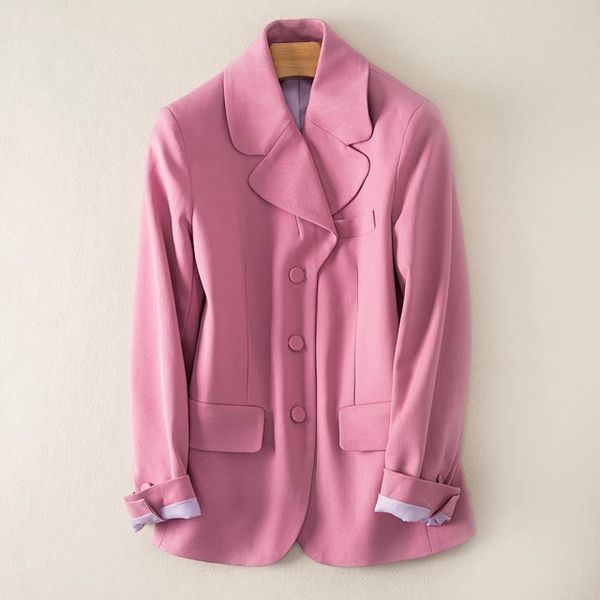 

stylish women long sleeve notched blazer suit with single-breasted, White;black