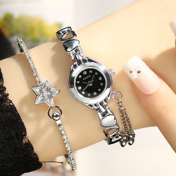 

new fashion rhinestone watches women stainless steel bracelet watches ladies quartz dress clock, Slivery;brown