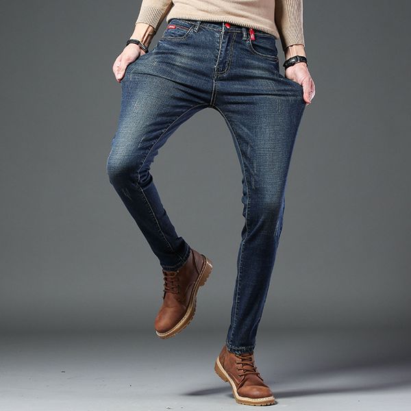 

men korean-style elasticity slim fit skinny pants trend men's wear convention cowboy trousers, Blue
