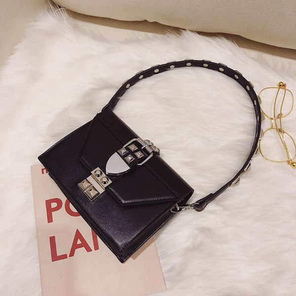 

ladies black messenger bag 2020 pure black wild messenger bag fashion shoulder small square coin purse bolsas feminina #20