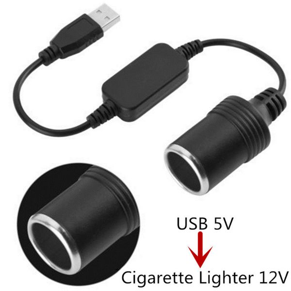 

5v 2a converter adapter wired usb port to 12v car cigarette lighter socket female power cord for power bank dvr