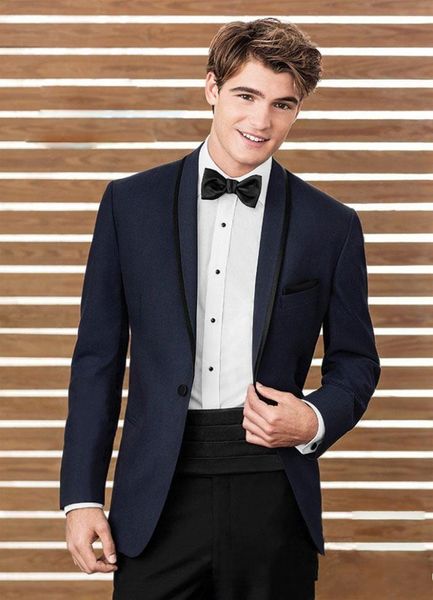 Nuovo design classico Smoking dello sposo blu navy Groomsmen Abito da uomo migliore Abiti da uomo da uomo Abiti da sposo (giacca + pantaloni + cravatta) 1078