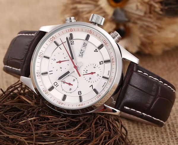 

explosive 6-pin multifunctional men's watch, imported cowhide / 316 stainless steel strap, automatic mechanical movement, imported mine, Slivery;brown