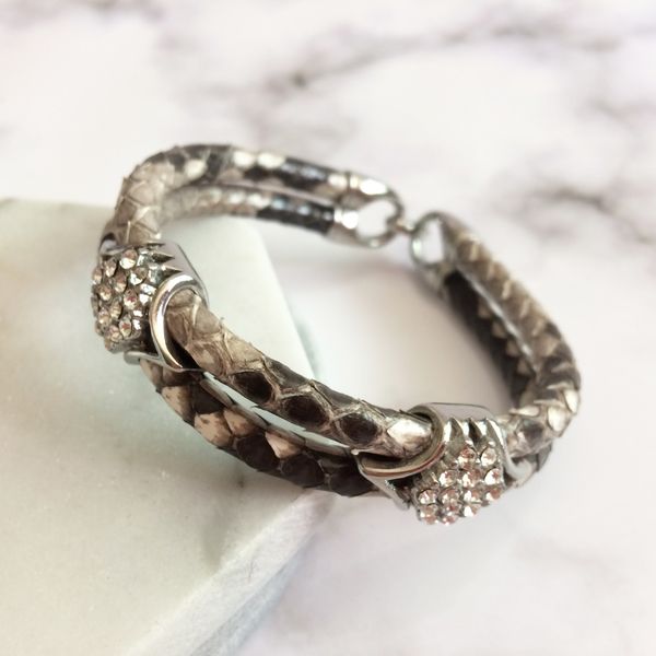 

mens python skin leather bracelets real python bracelet with rose gold real 316l stainless steel clasp/accessories for men, Golden;silver