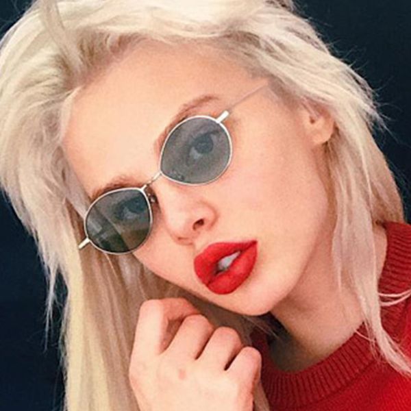 

small oval sunglasses women retro red eyewear vintage glasses gold metal frame mirror points round rose gold sun glasses female, White;black