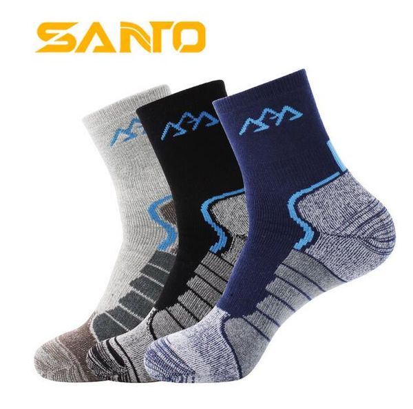 

santo 2017 thick coolmax socks men's quick-drying warm thermal socks patchwork breathable meias masculin, Black