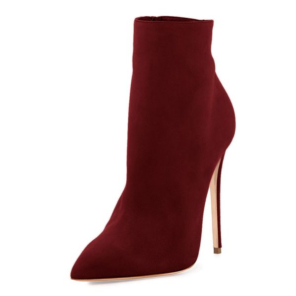 

shofoo shoes,beautiful fashion suede, 11 cm high heel boots, women's boots, ankle boots. size:34-45, Black