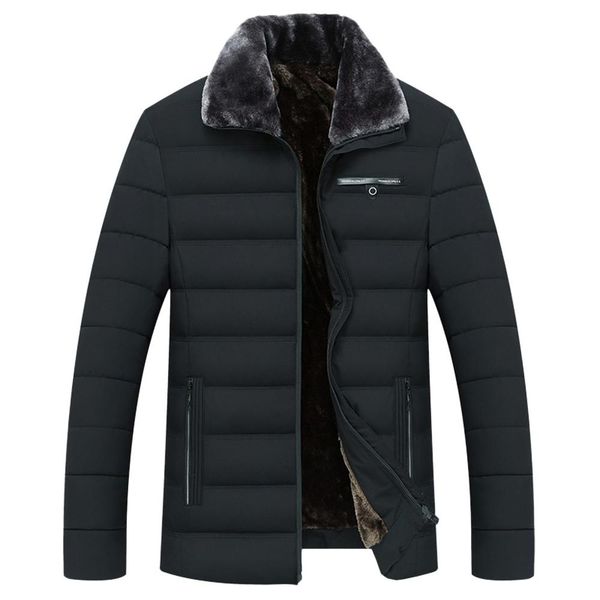 

men casual winter solid warm zipper long sleeve jacket coat outwear, Black
