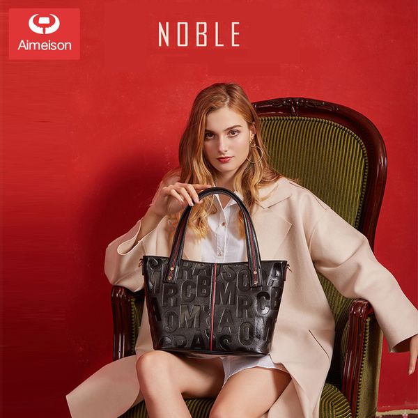 

new european and american fashion hundred-set head leather letter bag atmosphere bucket bag slant one-shoulder women's