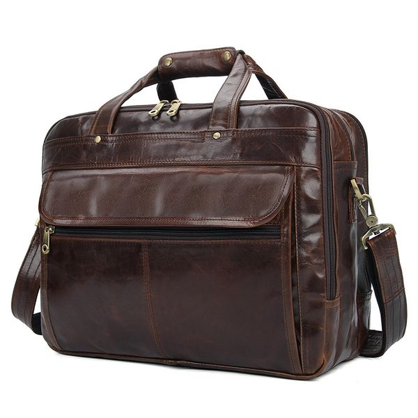 

nesitu coffee grey black genuine leather 15.6'' lapmen briefcase portfolio messenger bag business travel bag vintage m7146