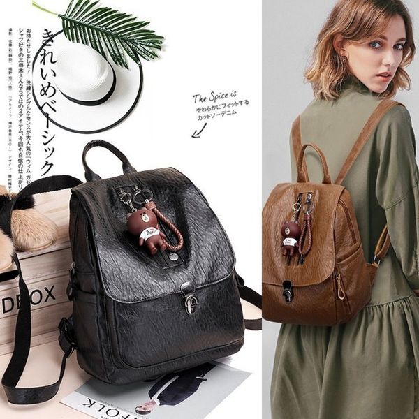 

2020 new backpack ladies fashion simple campus style backpack women's solid color