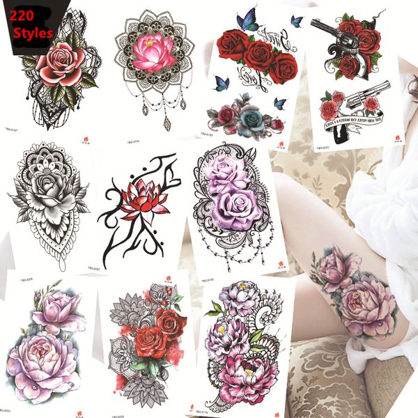 19 * 12cm totem flor símbolo impermeável tatuagem adesivo temporário tatuagens corpo adesivos WS021