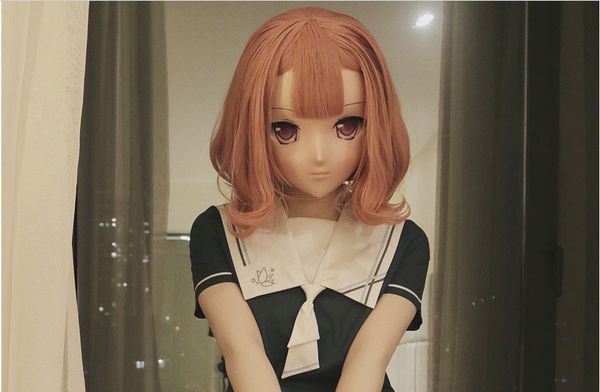 

lili mask-07) сладкая девушка смола маска для головы kigurumi косплей японская ролевая игра аниме силиконовая маска kigurumi трансвеститная, Black;red