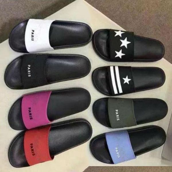 

with box]2019 fashion slide sandals slippers for men women designer shoes beach slipper quality, Black