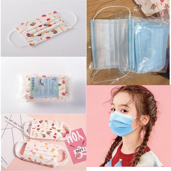 

горячая пыль и туман синий детская одноразовая маска для лица мультфильм ребенок дети 3 слоя слойная маска earloop нетканая ткань dhl достав