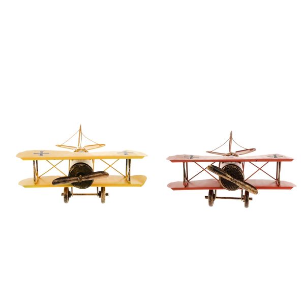 

2x vintage metal airplane model biplane aircraft toy for kids children gift