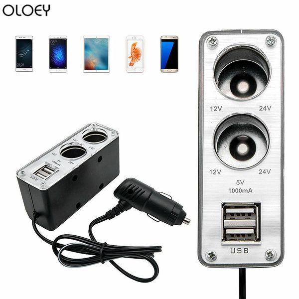 

creative car 3 way car lighter splitter charger power adapter dc+usb 3 port plug 12v-24v splitter lighter cigarettee