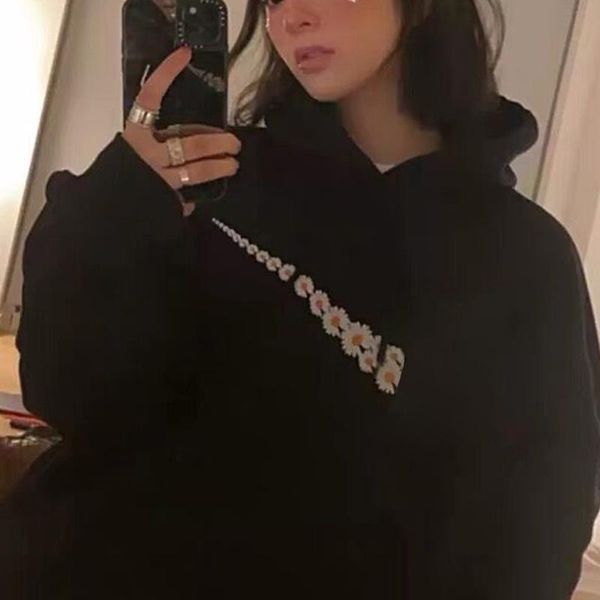 

20fw logo printed little daisies hoodies high street solid hooded sweatshirt hip hop men women pullover casual long sleeve hfymwy350, Black