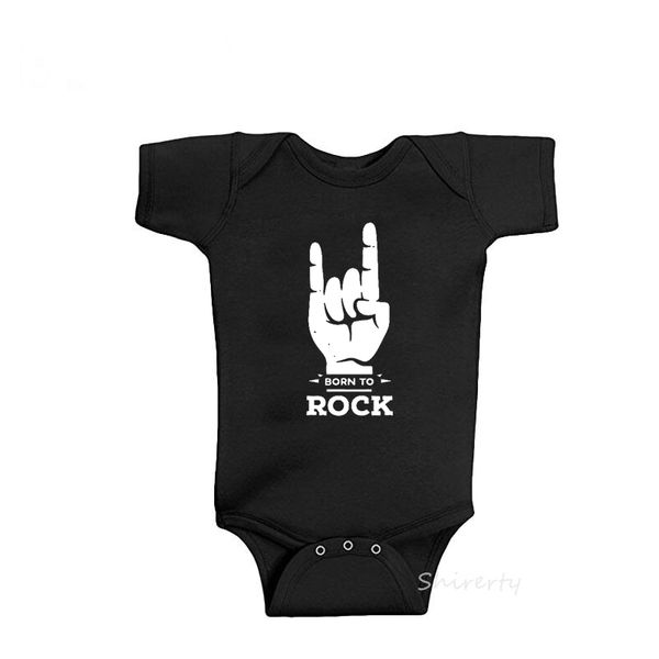 

funny born to rock print baby bodysuit cotton short sleeve newborn baby boys girls clothes newborn summer onesie jumpsuit, White