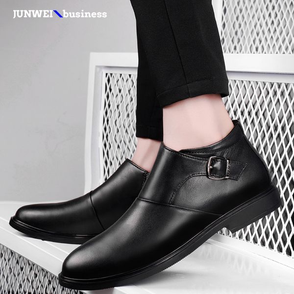 

brand new men's boot calf slip on fashion bottom outsole upper genuine leather inner handmade shoes o4 fashi, Black