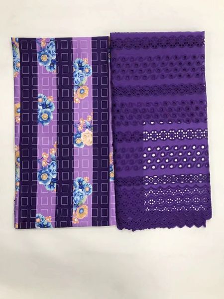 

2.5 yards most fashion purple african cotton fabric and 2.5yards smooth korea chiffon satin lace material for dress lg10-4, Black;white