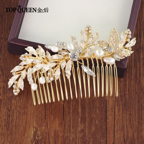 

ueen hp14 fashion elegant wedding headwear leaf diamond pearl bridal hair comb hair jewelry accessory fast shipping origina