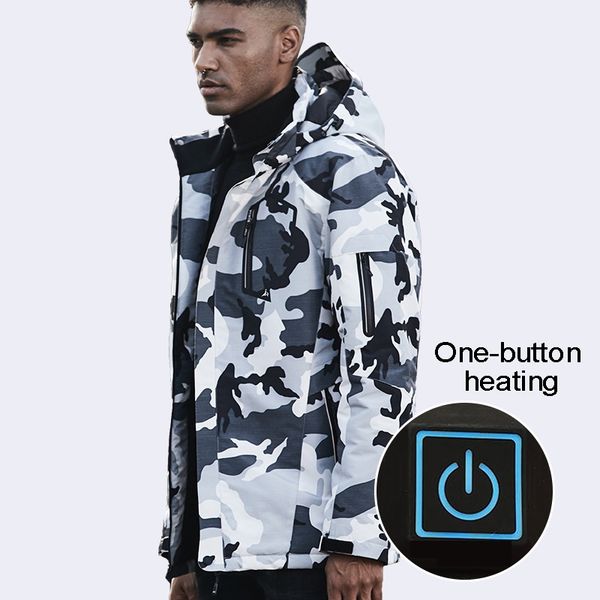 

men's outdoor hiking winter jacket women softshell heated jacket usb charge sportswear heating sheet detachable, Blue;black