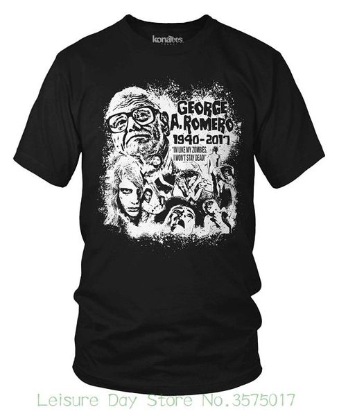 

letter printing george a. romero , night of the living dead , zombie memorial t-shirt, White;black