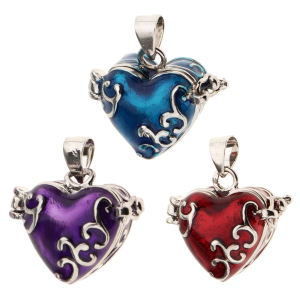 

15 piece enamel heart cremation memorial pet human urn pendant mixed color, Silver