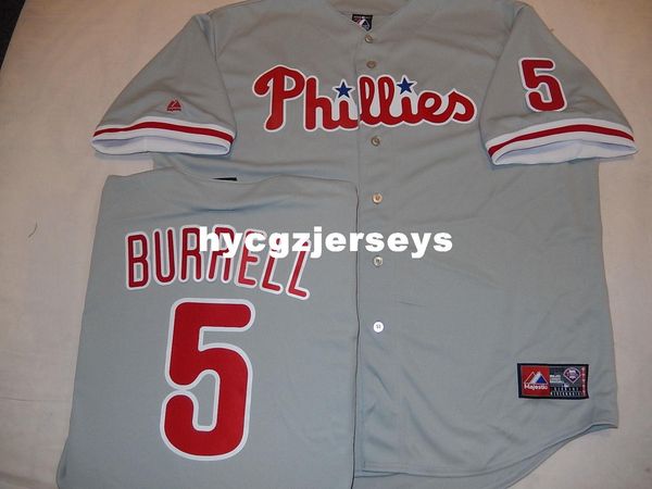 

baseball pp #5 pat burrell shirt jersey gray new mens stitched jerseys big and tall size xs-6xl for sale, Black;blue