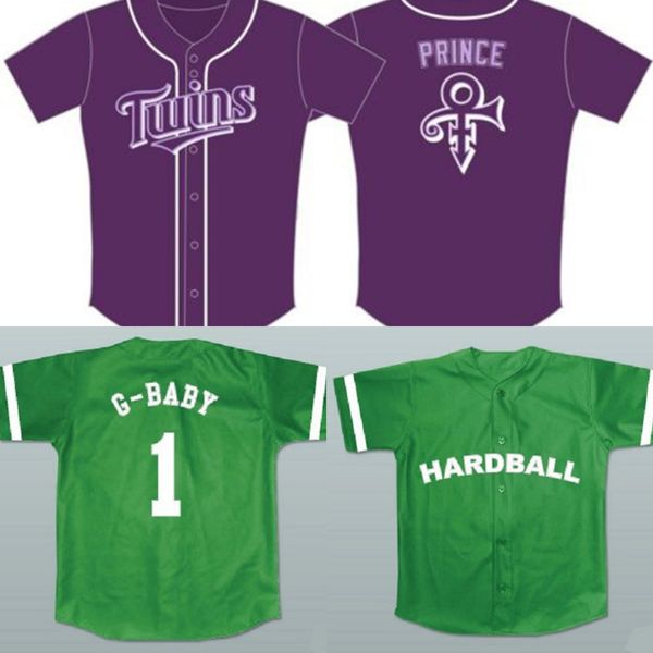 G-Baby #1 Hardball Prince Night Jersey Movie Baseball Jersey NOVO Costurado Qualquer NOME Frete grátis P a 3GG Verde