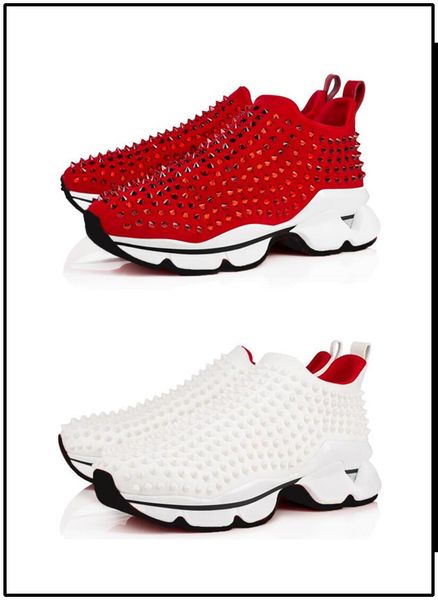 

krystal spike sock donna casual shoes flat sneakers designer mens red bottoms shoes womens shoes 0, Black