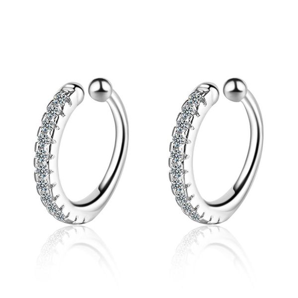 

simple round shine cubic zirconia 925 sterling silver female clip earrings jewelry wholesale price no fade wedding gift