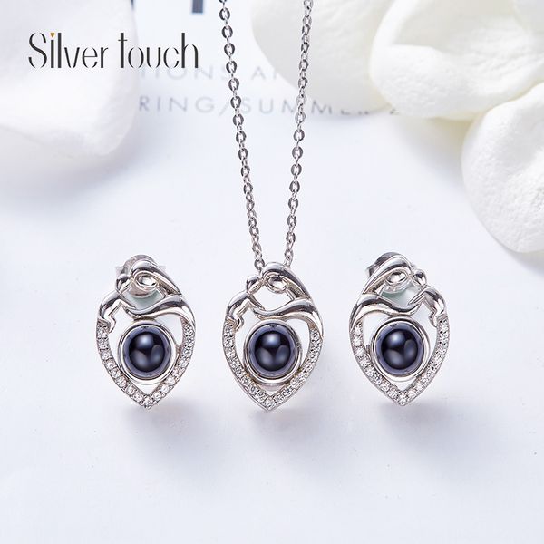 

wedding party silver s925 beaded pearl gift woman lady diamond jewelry set for bride acting initiation graduation cde-839
