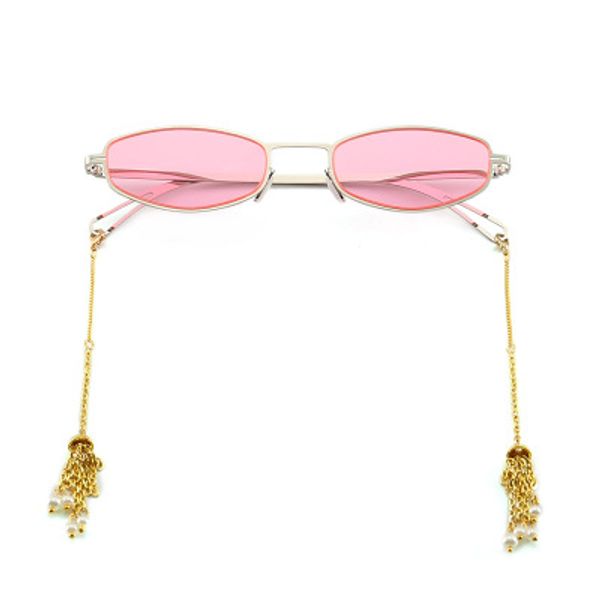 

round rope with chain sunglasses modern retro trend street beat sunglasses, White;black
