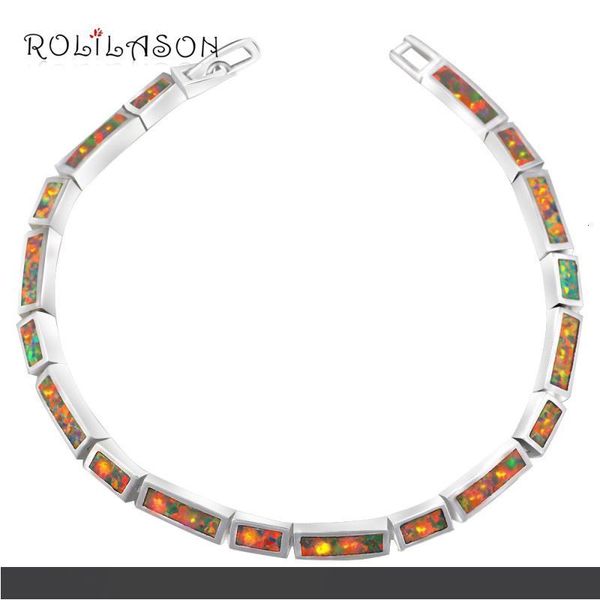 

rolilason бренд юбилей коричневый создан опал серебро штампованные шарм браслеты для женщин праздник мода ювелирные изделия ob095, Golden;silver