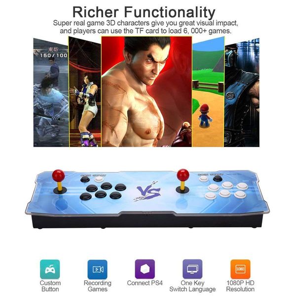 

2018 [1500 hd] arcade video game console retro games plus arcade machine double arcade joystick with speaker cooling fan sale