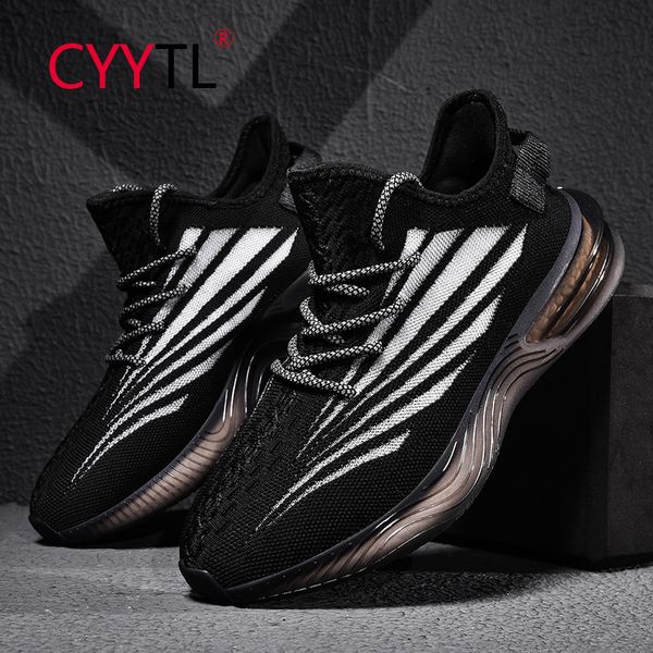

cyytl air cushion fashion men sneakers trainers sport sneakers casual breathable mesh lightweight shoes plus size florescent, Black