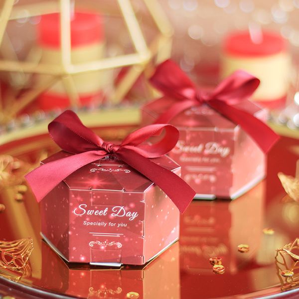 Creative Red Marble Style Hexagonal Baby Shower Wedding Favors