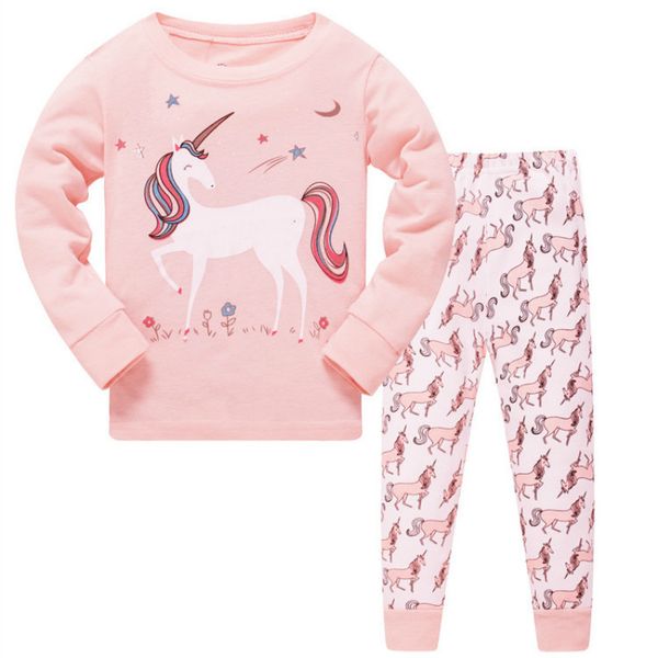

new autumn kids pajamas sets for boys girls long sleeve lovely unicorn sleepwear children cotton nightwear home wear y200328, Blue;red