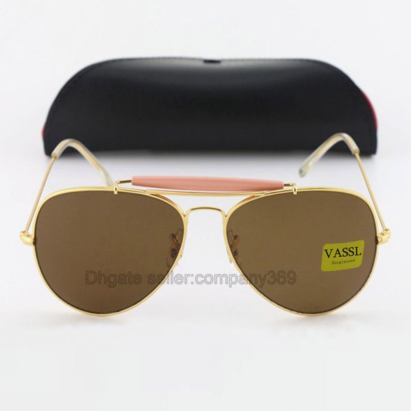 

Классическая мода Vassl Gold / Brown очки женщин людей пляж солнцезащитные очки солнцезащитные очки для мужчин с коробкой
