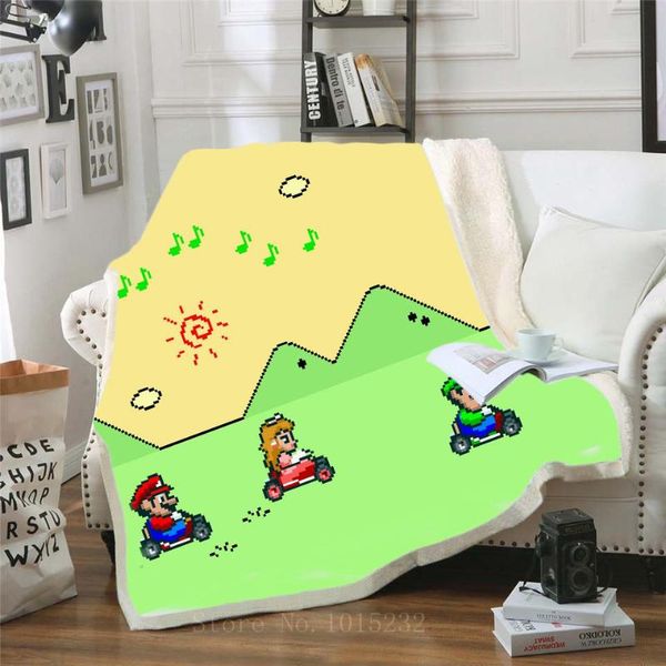 

super mario funny character blanket 3d print sherpa blanket on bed home textiles dreamlike style 01