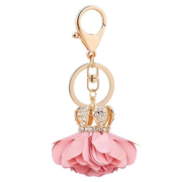 

new charm fashion leather rose flower key chain cute tassel flower key chain women keychain female bag pendant jewelry, Silver