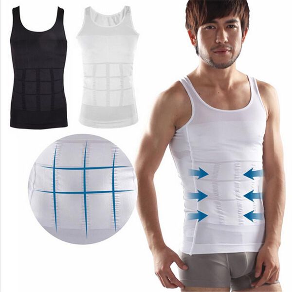

good quality men slimming lost weight vest shirt fatty undershirt girdles corset body shaper famous size s-xxl, White;black