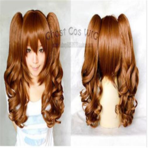 

beautiful short wig 2 long curly pigtails women's cosplay wig